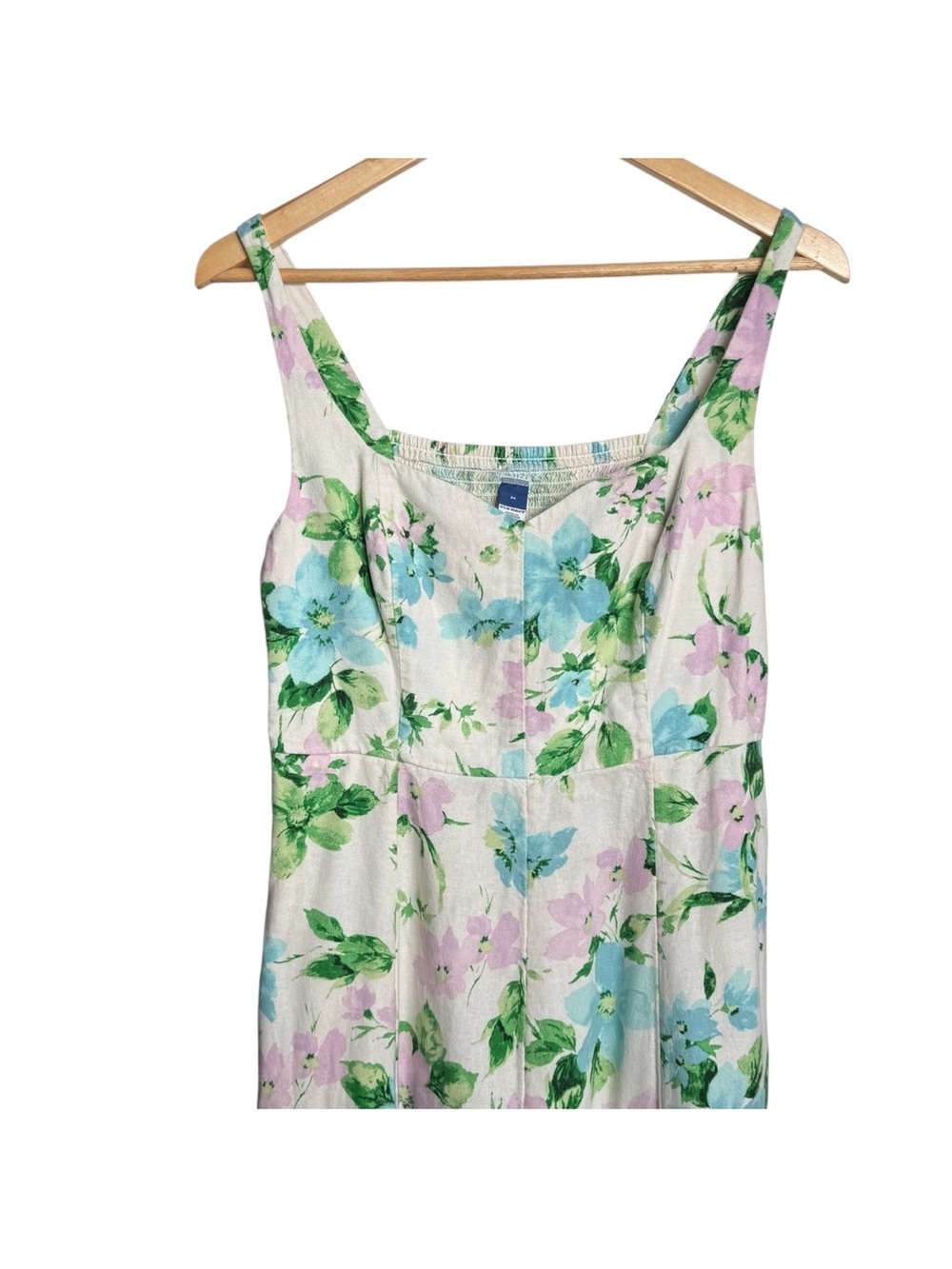Old Navy Linen Blend Fit N Flare Midi Dress Size Medium Sleeveless Modern Hour - Picture 3 of 16